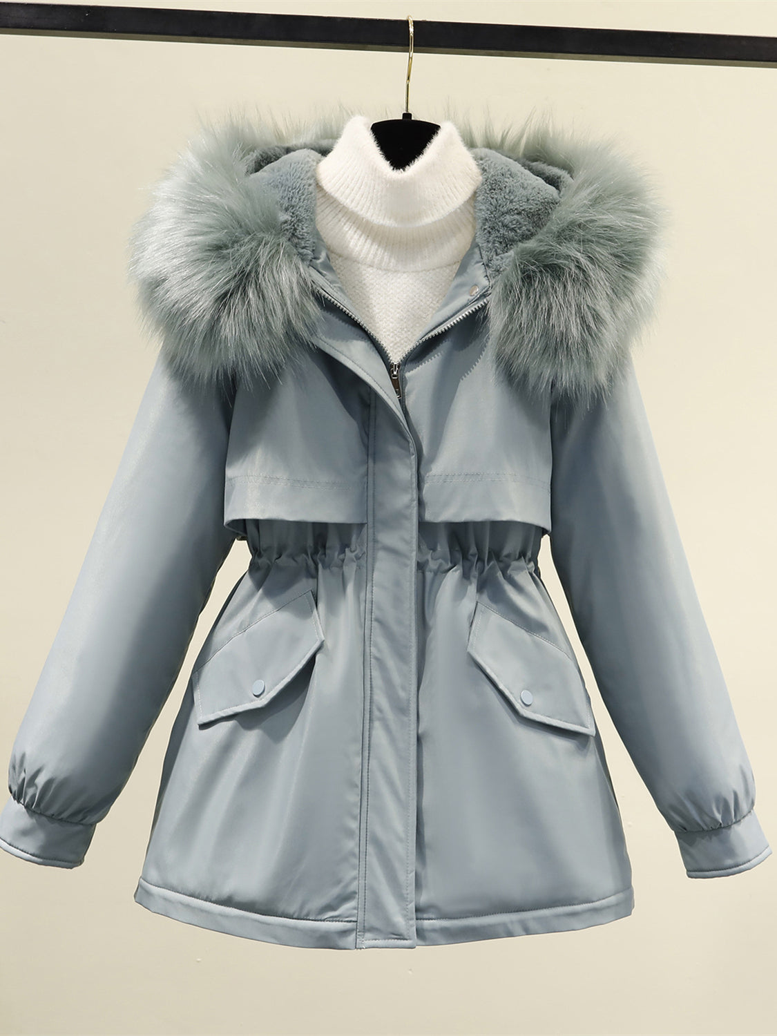 Women Long Sleeve Hooded Solid Color Puffer Coats