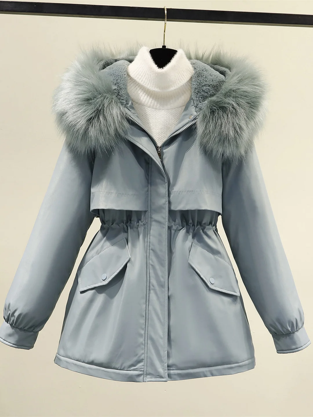 Women Long Sleeve Hooded Solid Color Puffer Coats