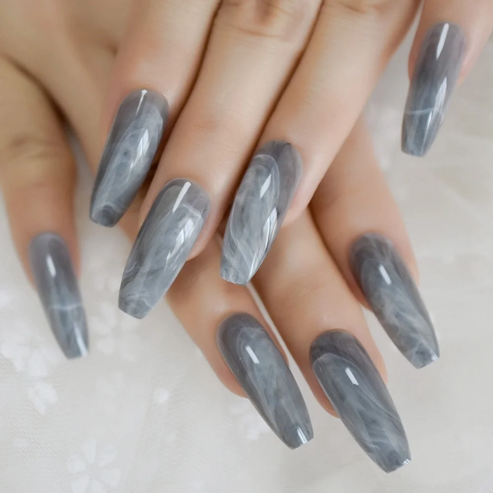 Shimmer Pure Silver Glitter French Nails Clear Spirit Flat Medium Acrylic Press On Nails Full Wraps including glue sticker-Nail Inspo