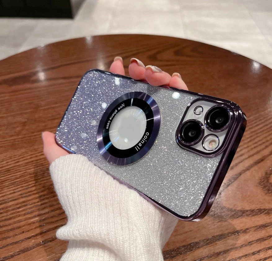 Luxury magnetic case with gradient glitter for iPhone