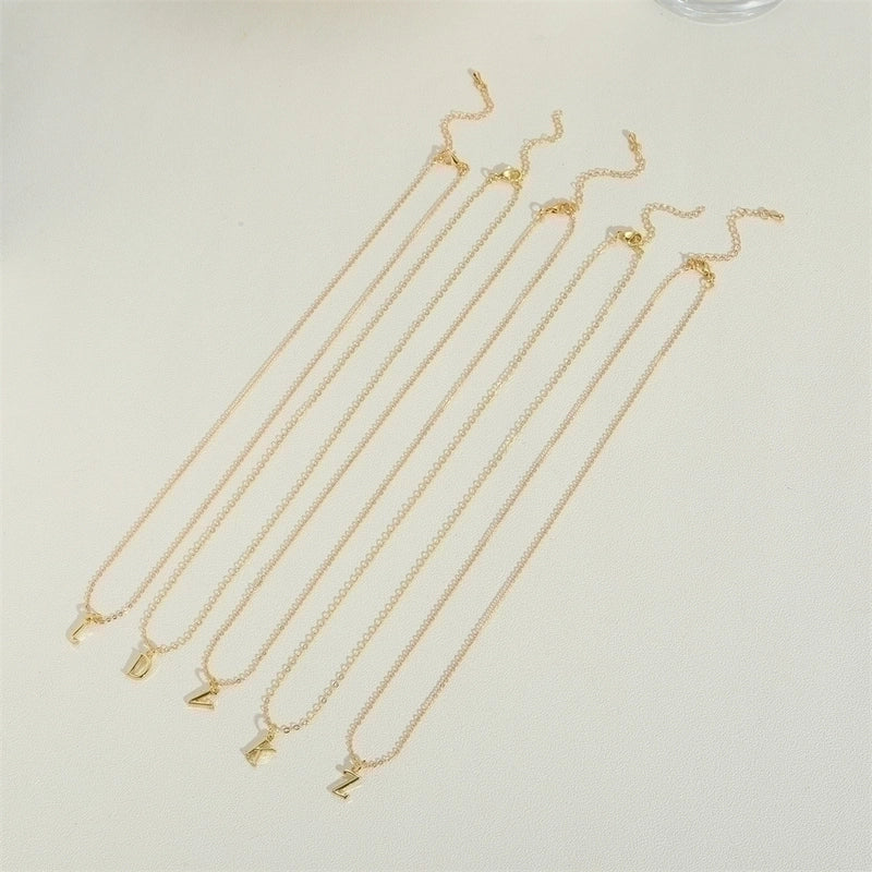 Copper 14K Gold Plated Minimalist Letter Copper Pendant Necklace