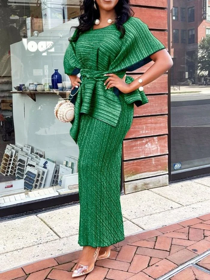 Two-piece Fashion Short-sleeved Suit Skirt