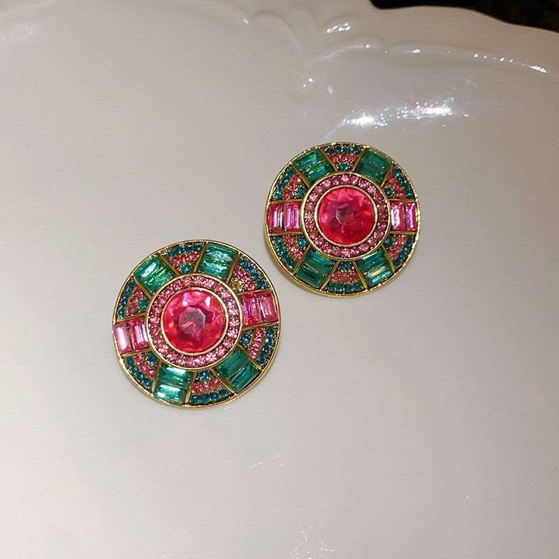 Medieval Droplet Pearl Droplet Geometric Alloy Diamond Inlay Earrings