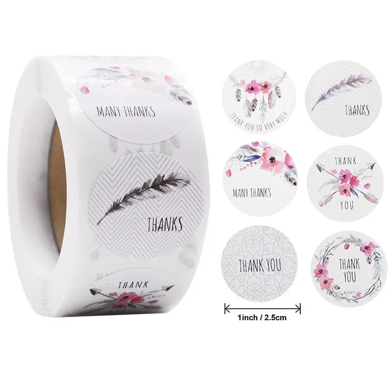 500pcs 1inch Thank You Stickers Round Seal Label Stationery Stickers Wedding Birthday Party Decoration Handmade Christmas Gifts