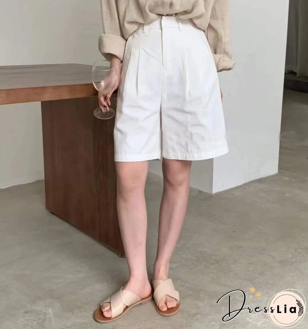 Toppies White Linen Shorts Wide Leg Summer Shorts Woman High Waist Shorts Streetwear