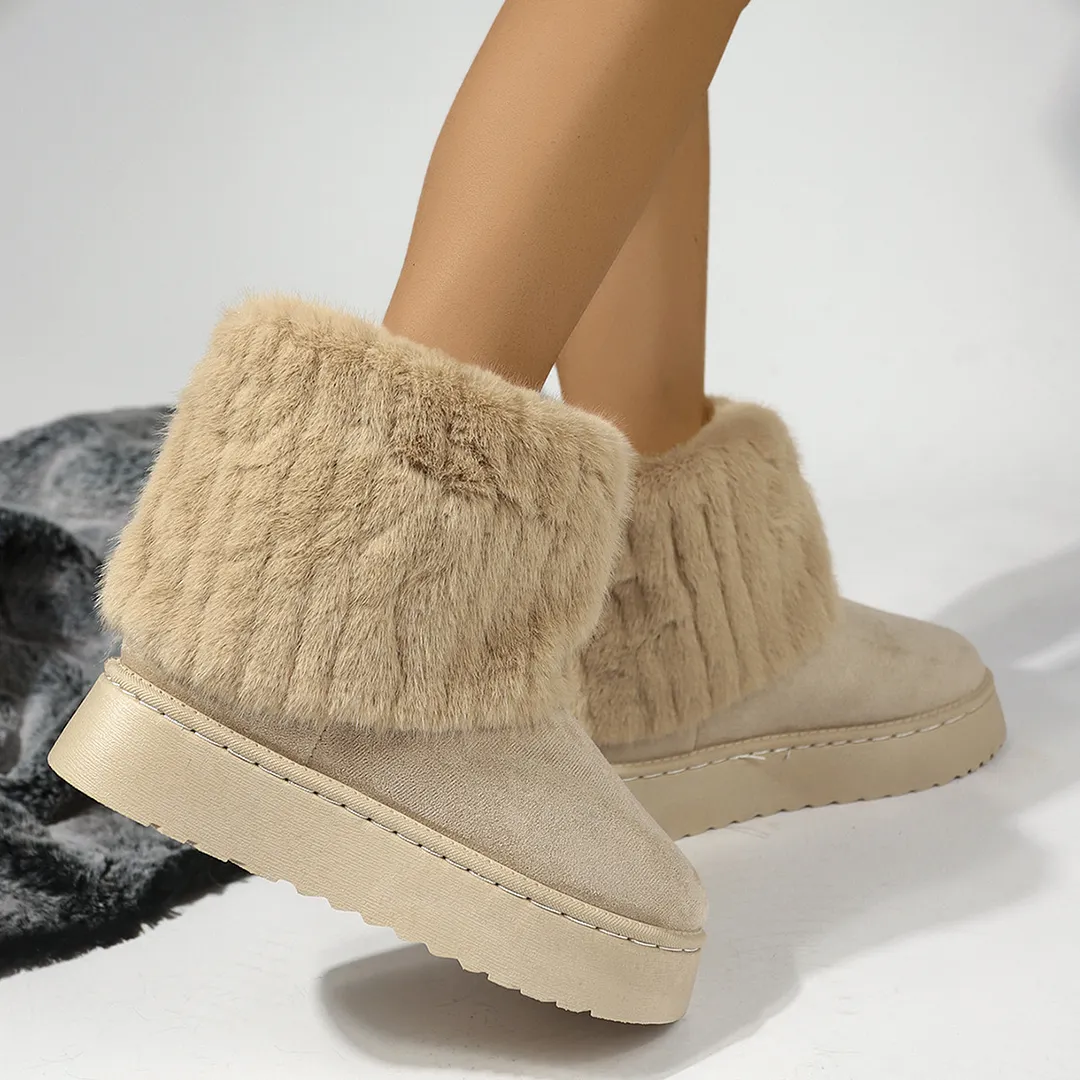Breakj Breakj Autumn And Winter New Large-Size Lady Thick Bottom Snow Boots Thick Bottom Cylinder Plus Velvet Warm