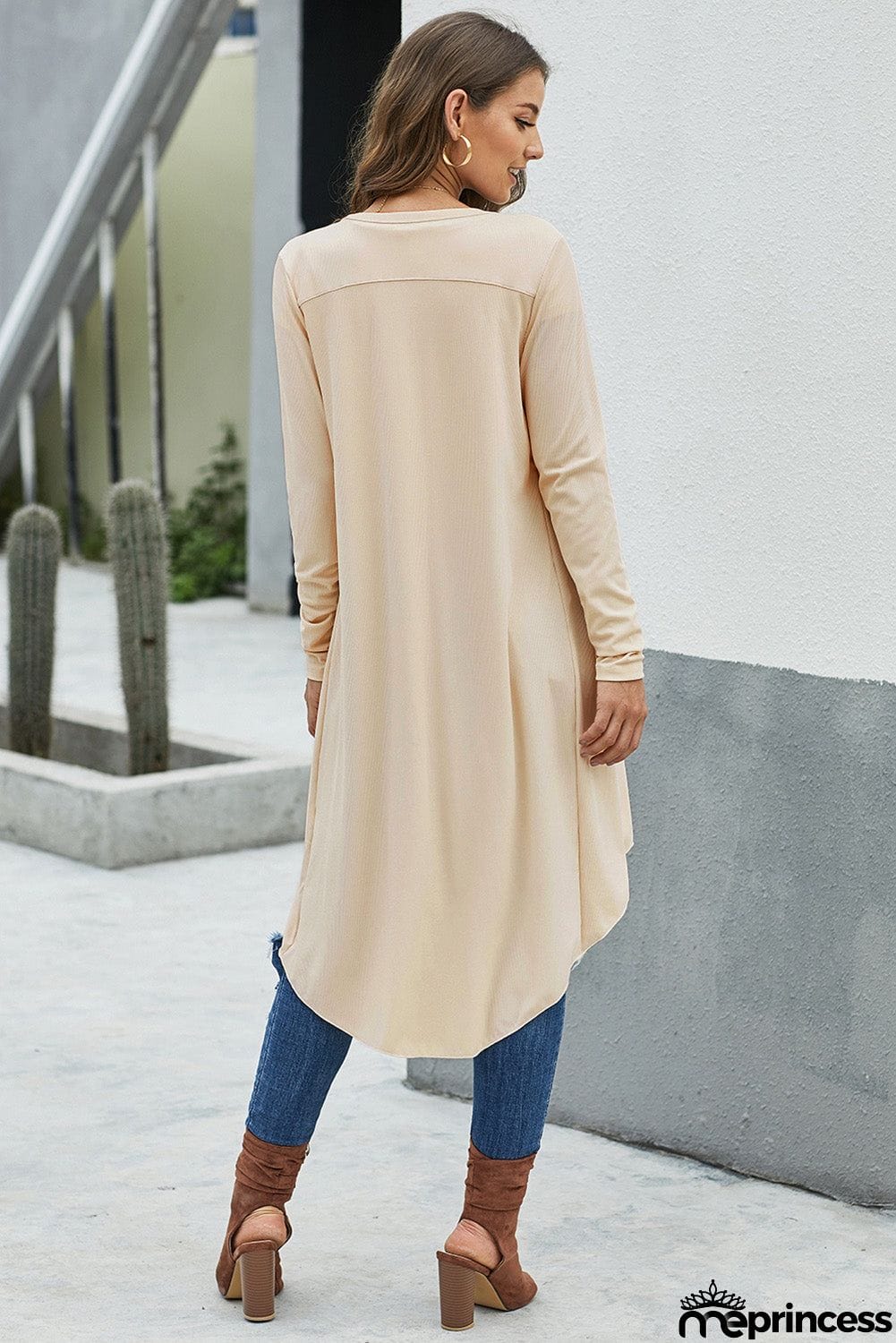 Selected Button Pocketed High Low Cardigan