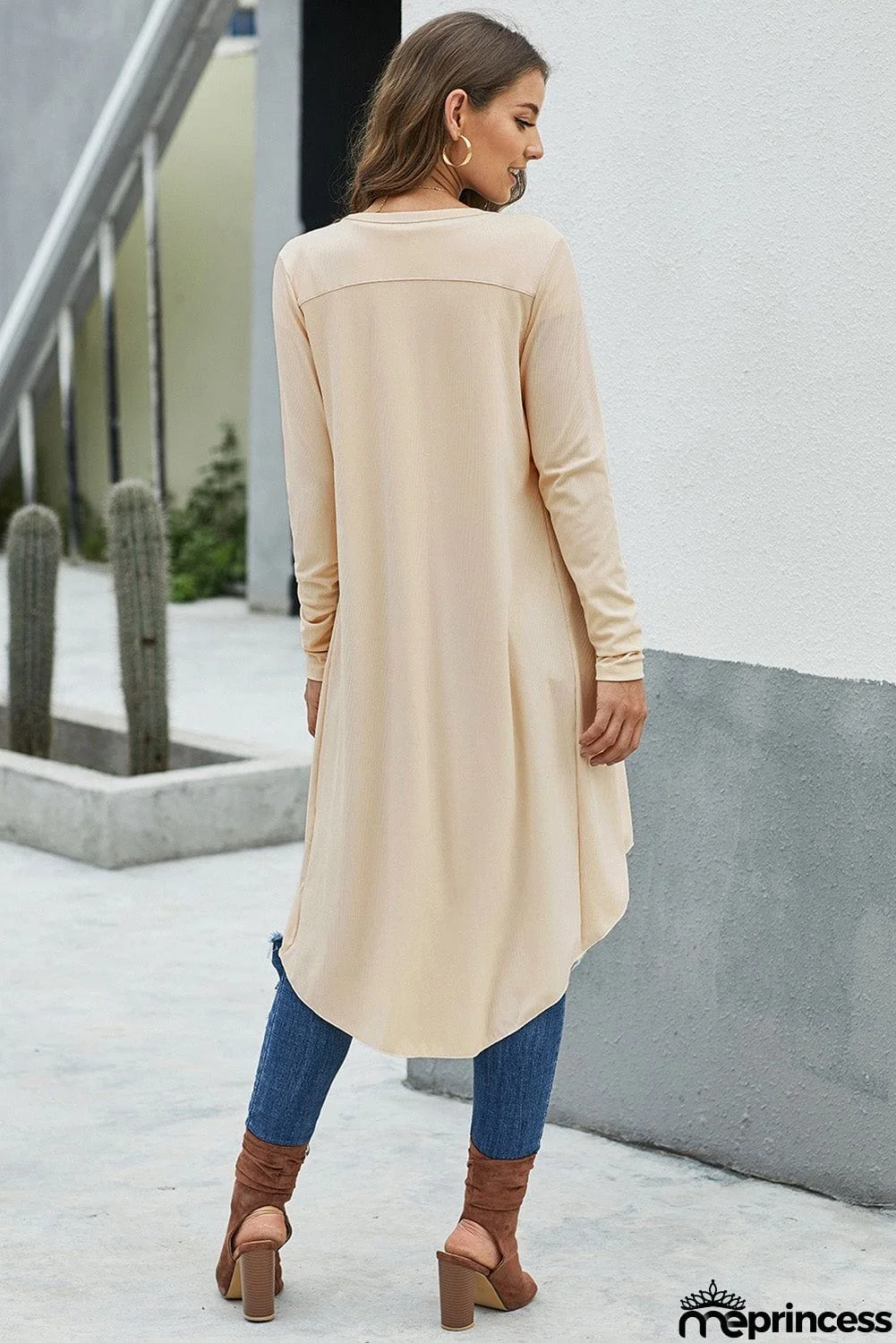 Selected Button Pocketed High Low Cardigan