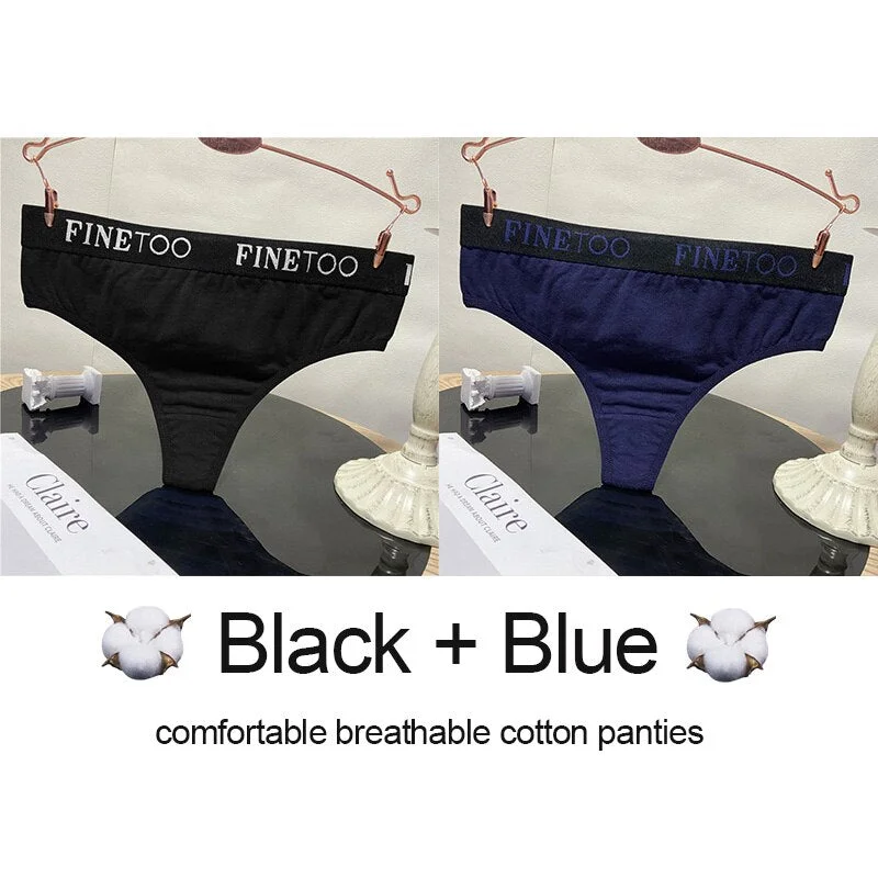 2PCS/Set Cotton Lingerie Women's Underwear Panties Sexy Thong Underpants Female Briefs Intimates G-String Pantys Cotton Panties