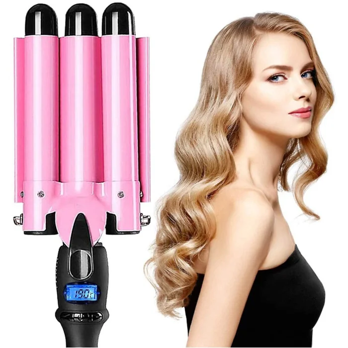 3 Barrel Hair Waver 25mm Curling Iron Wand Hair Crimper With Led Temperature Display