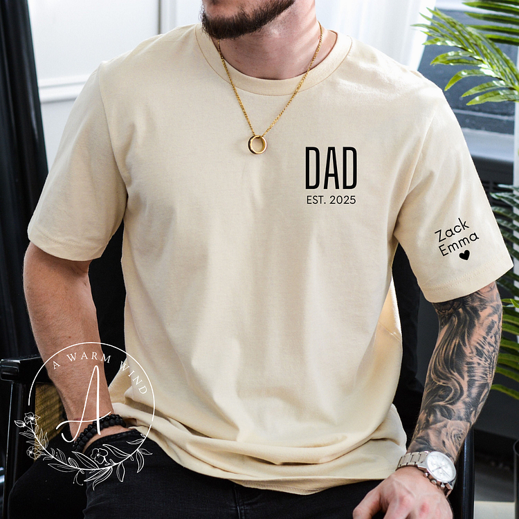 Best Dad Ever-Custom dad t-shirt with children's names and birth year - the perfect Father's Day and birthday gift.