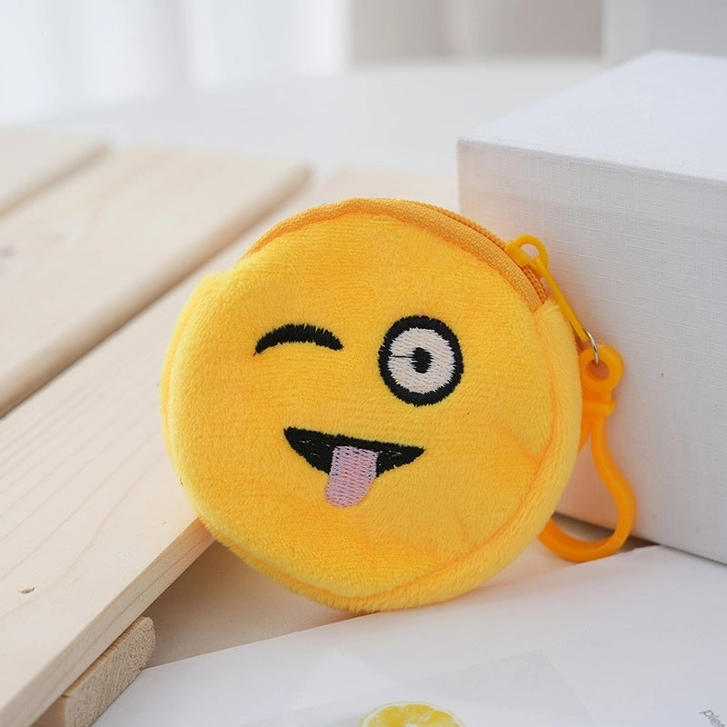 Unisex Face Plush Zipper Kids Wallets
