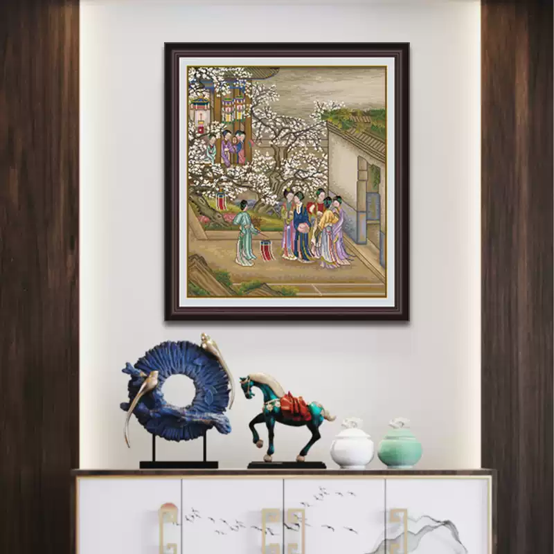 【KS Brand】Yueman Qingyou Tu - Plum Blossom Viewing On A Cold Night Full 11CT Pre-stamped Canvas(82*72cm) 82 Colors Cross Stitch