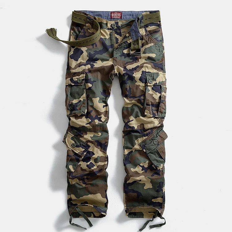 American Cotton Multi-pocket Multicolor Camouflage Plus Size Pants