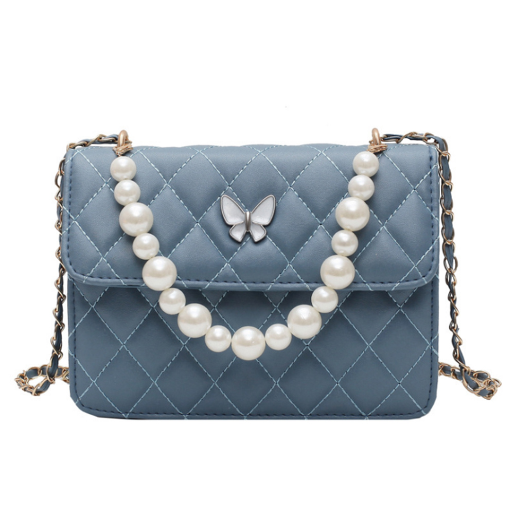 

Lattice Pattern Messenger Bags Women Pearl Butterfly PU Shoulder Handbags, Red, 501 Original