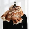 Nature Trees Printed Women Shawl Woven Tassels Scarf
