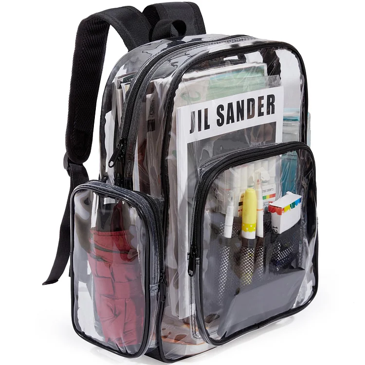 Sanmadrola Clear Backpack Heavy Duty Stadium Approved School Bookbag Large Waterproof PVC Transparent Backpacks for Kids Adults Clear Bag with Reinforced Strap for School, Travel