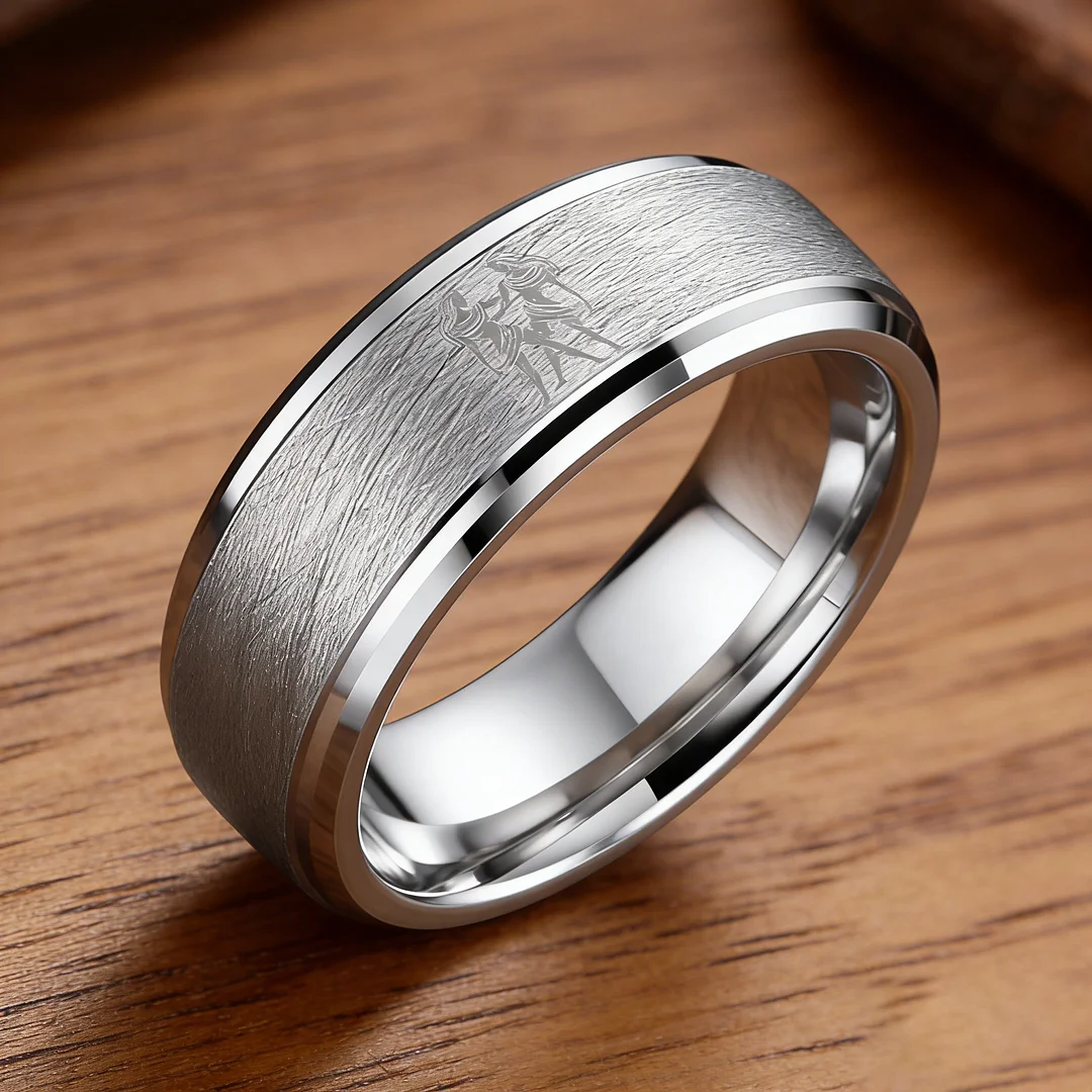 Womens Or Mens Gemini Tungsten Carbide Wedding Rings Sliver Stepped Edges Couples Bands 4MM 6MM 8MM