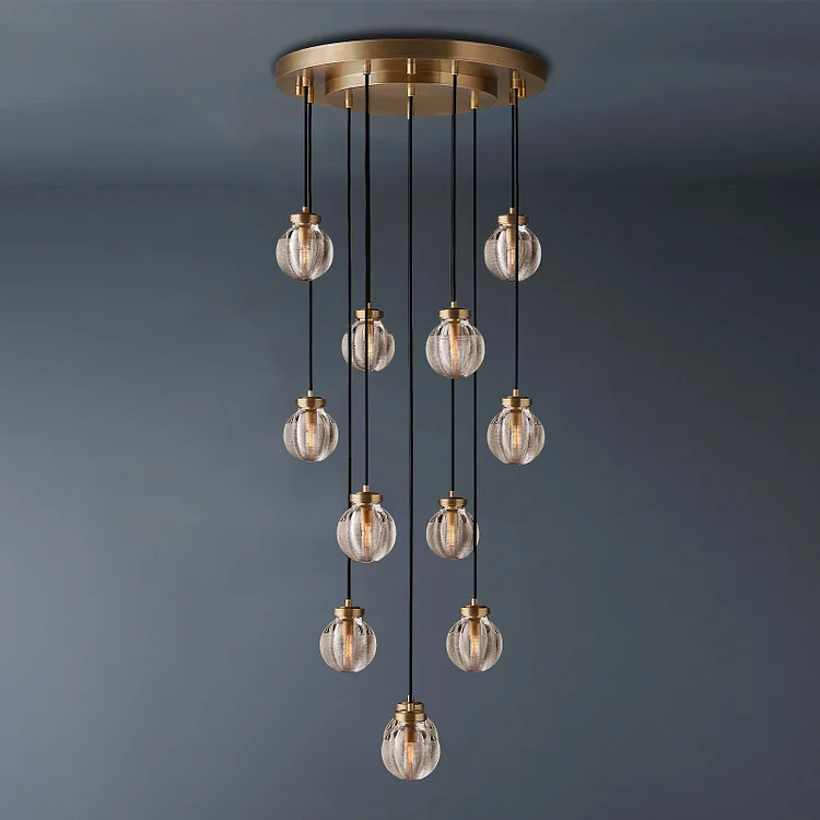 Pearl Round Chandelier Vintage Light Fixture 22" Vjlight