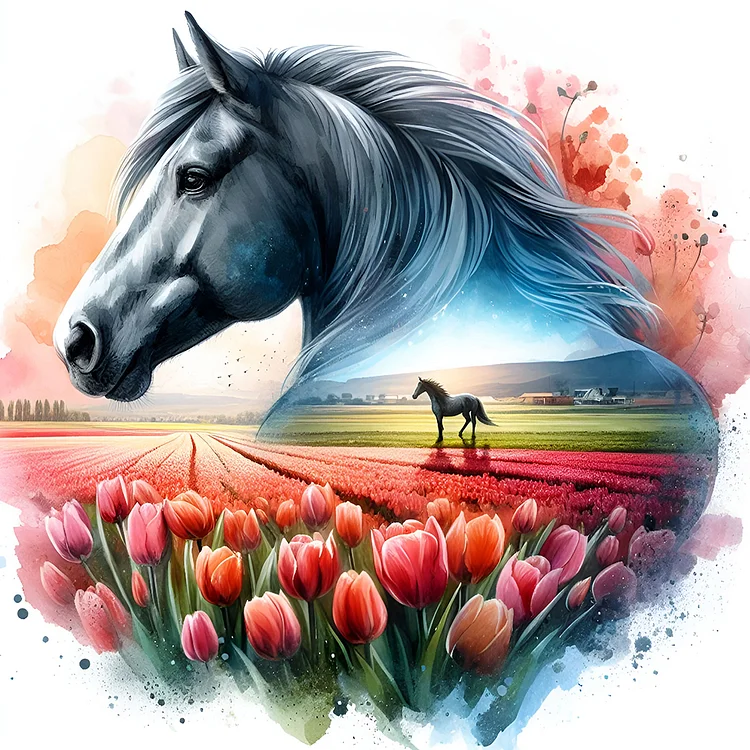 Horse Silhouettes - Full Round - Diamond Painting(30*30cm)