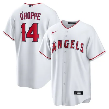 Men's Los Angeles Angels #14 Logan O'Hoppe  White Home Replica Jersey