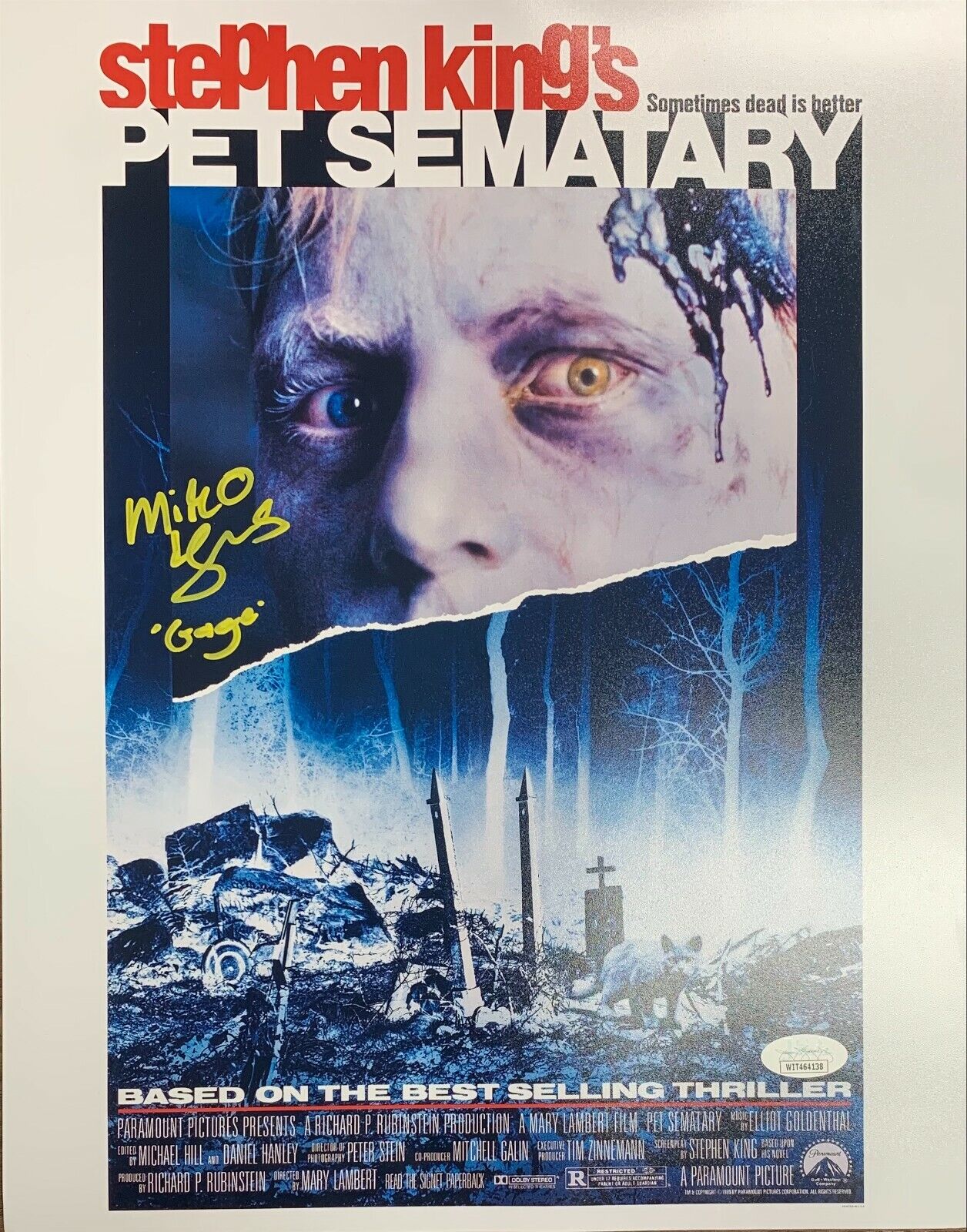 Miko Hughes autographed signed inscribed 11x14 Photo Poster painting Pet Sematary JSA COA Gage