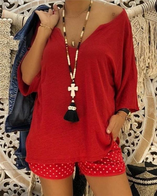 Vintage Women V neck Plus Size Chic Blouse