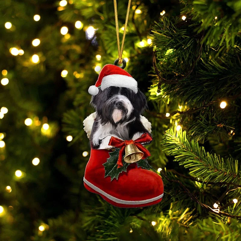 VigorDaily Tibetan Terrier In Santa Boot Christmas Hanging Ornament SB209