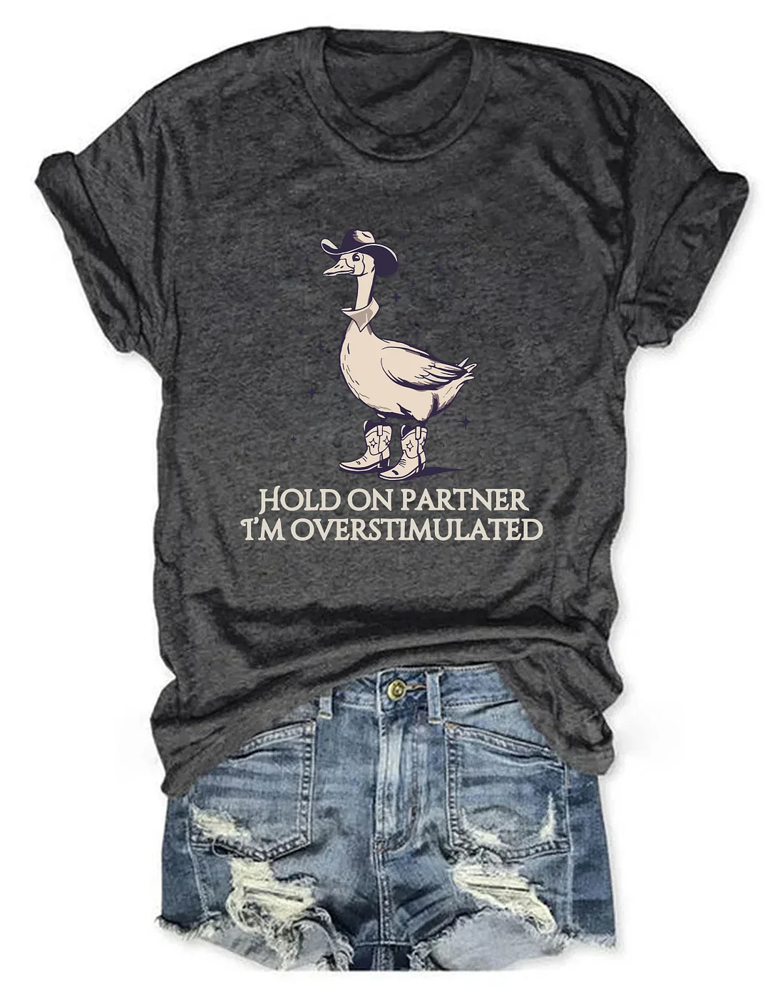Hold On Partner Im Overstimulated T-shirt