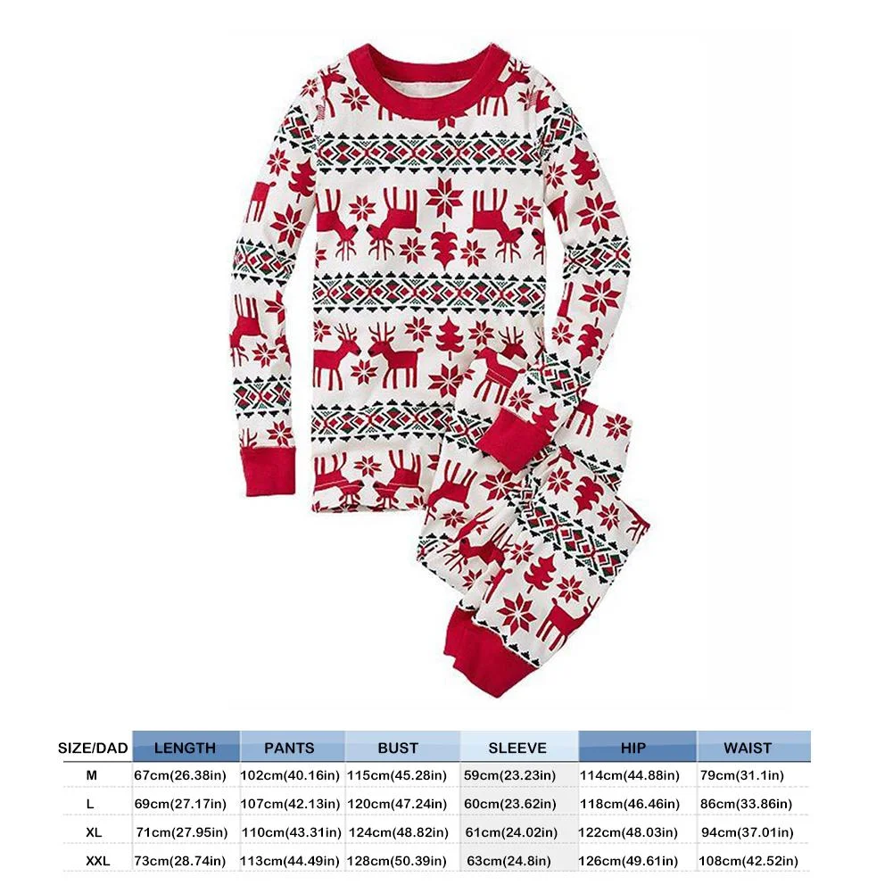 New Arrival Family Matching Outfits Casual Parent-Child Christmas Men Women 2pcs Clothes Elk Print Pajamas Pants Tops
