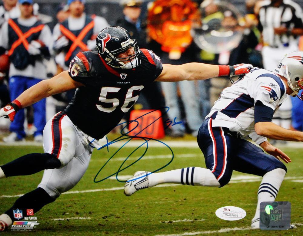 Brian Cushing Autographed 8x10 PF Against Patriots Photo Poster painting- JSA Witness Auth