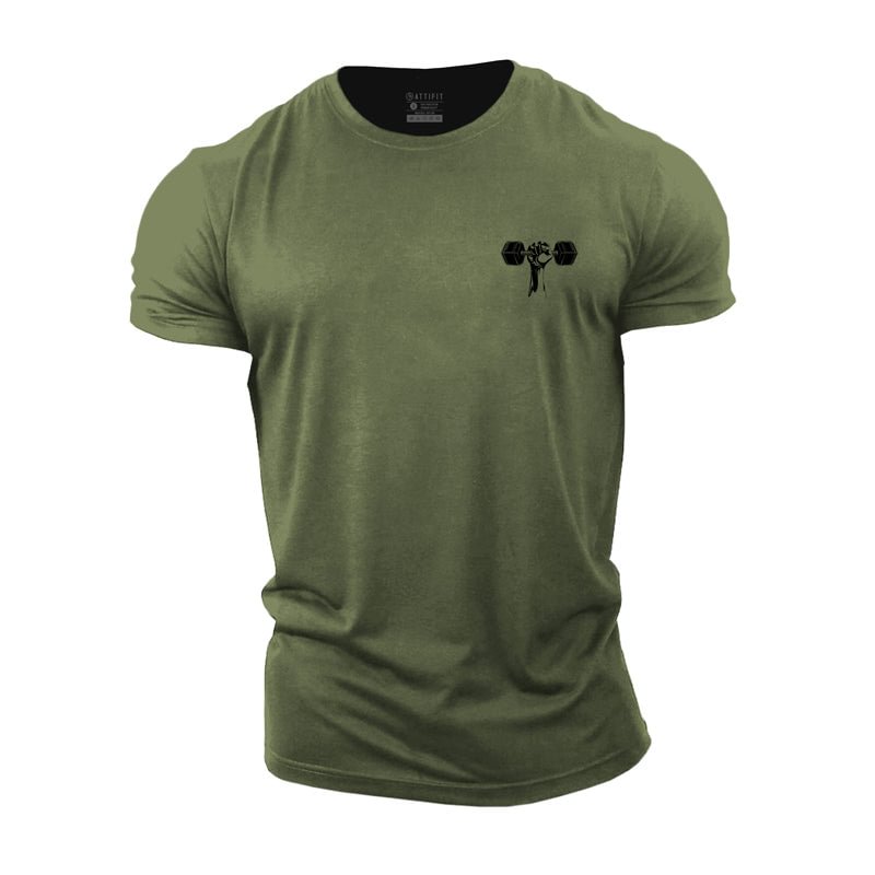 Cotton Barbell Lift Graphic T-shirts tacday