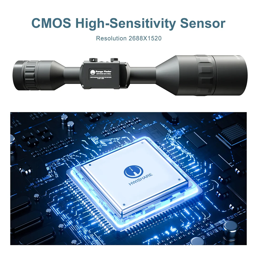 Rifles Scope 6-12X68mm HD 2K Digital Night Vision Scope with 600M Laser Rangefinders for Hunting Monocular