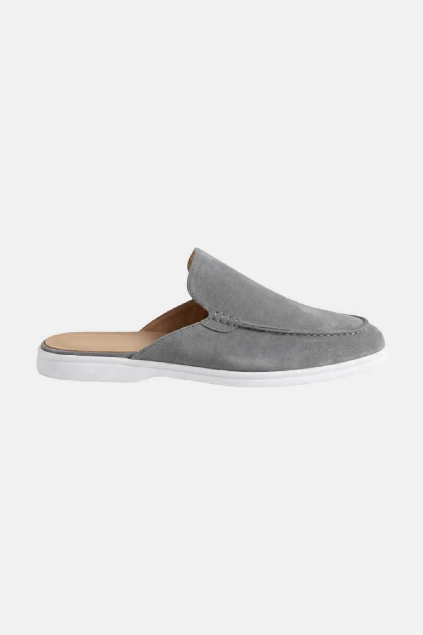 Men's Leather Slip-On Mules &ndash; Yacht Loafers &ndash; Grey