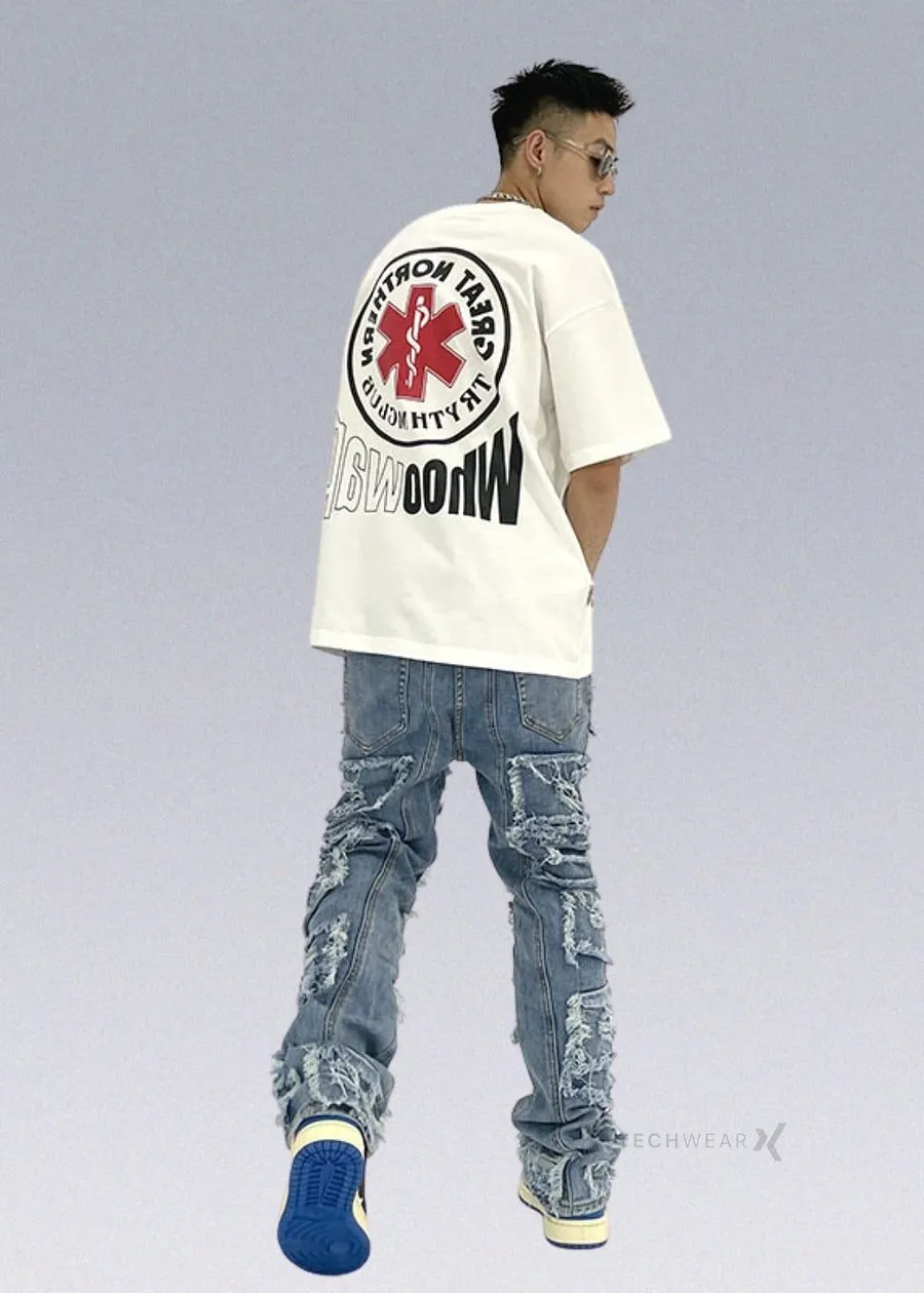 パンツ valabasas White stacked Damage denim Valabasas Stacked Jeans - Techwear - X