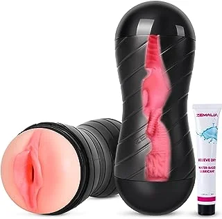 pornhint Pornhint ZEMALIA Male Masturbator, Double Side Mens Sex Toy with Water Based Lubricant, Adult Toys with Realistic Texture, Male Self-pleasure Toys, 3D Deep Oral Stroker Sex Toys for Adult