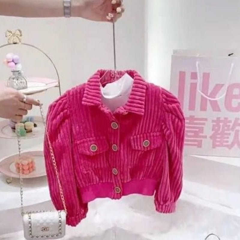 Fashion Baby Girl Corduroy Jacket Puff Sleeve Infant Toddler Child Coat Autumn Spring Blazer Kid Outwear Baby Clothes 1-10Y