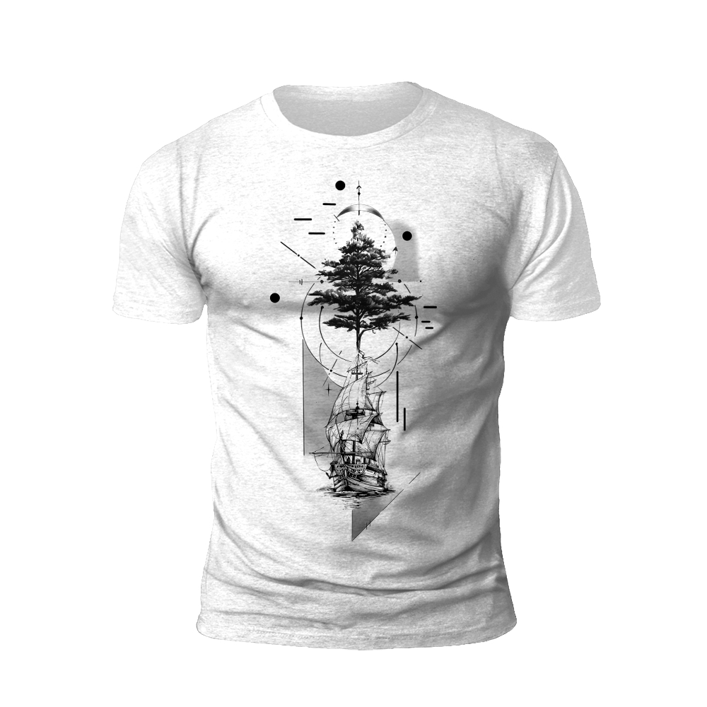 Voyage of Time: Ship and Tree T-Shirt