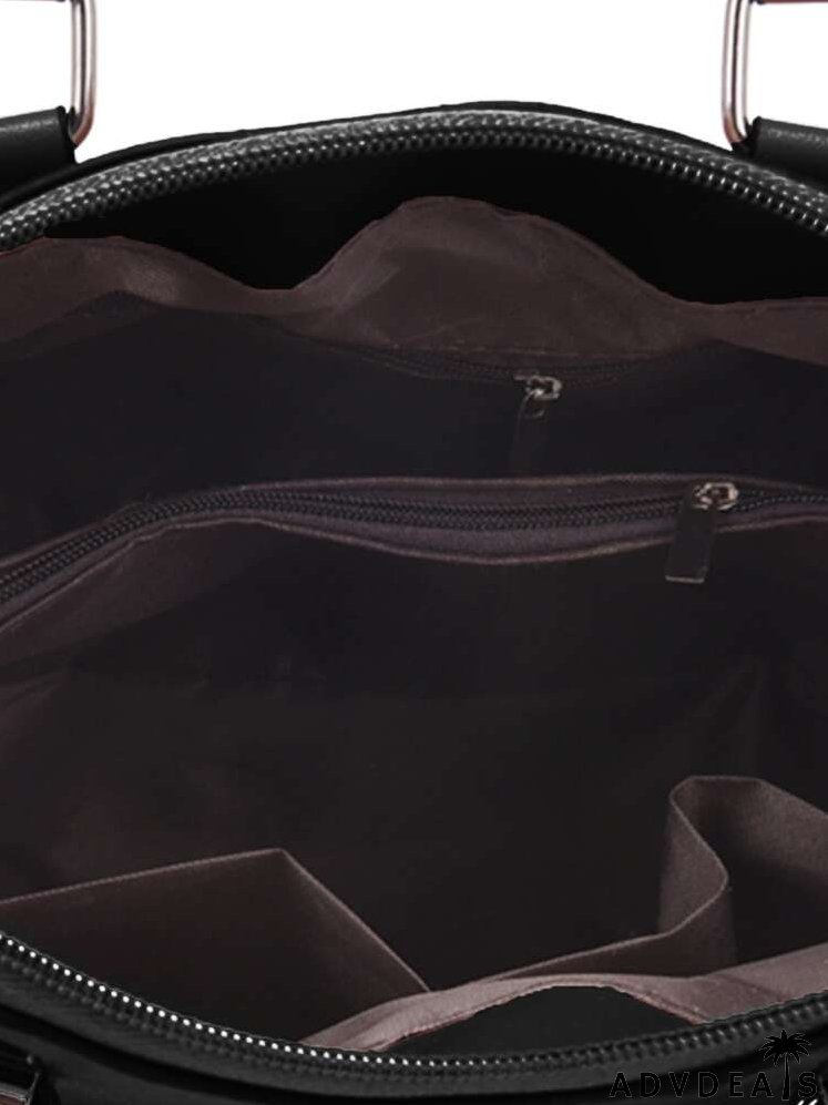 4pcs Tassel Decor Quilted Top Handle Bag Set