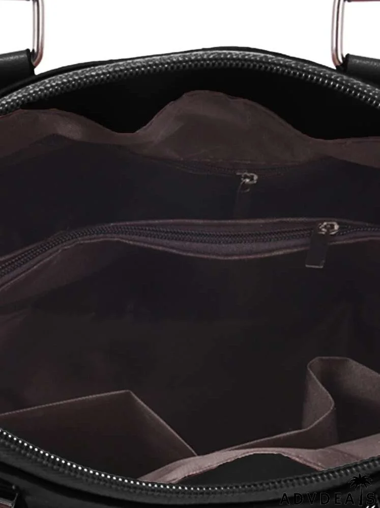 4pcs Tassel Decor Quilted Top Handle Bag Set