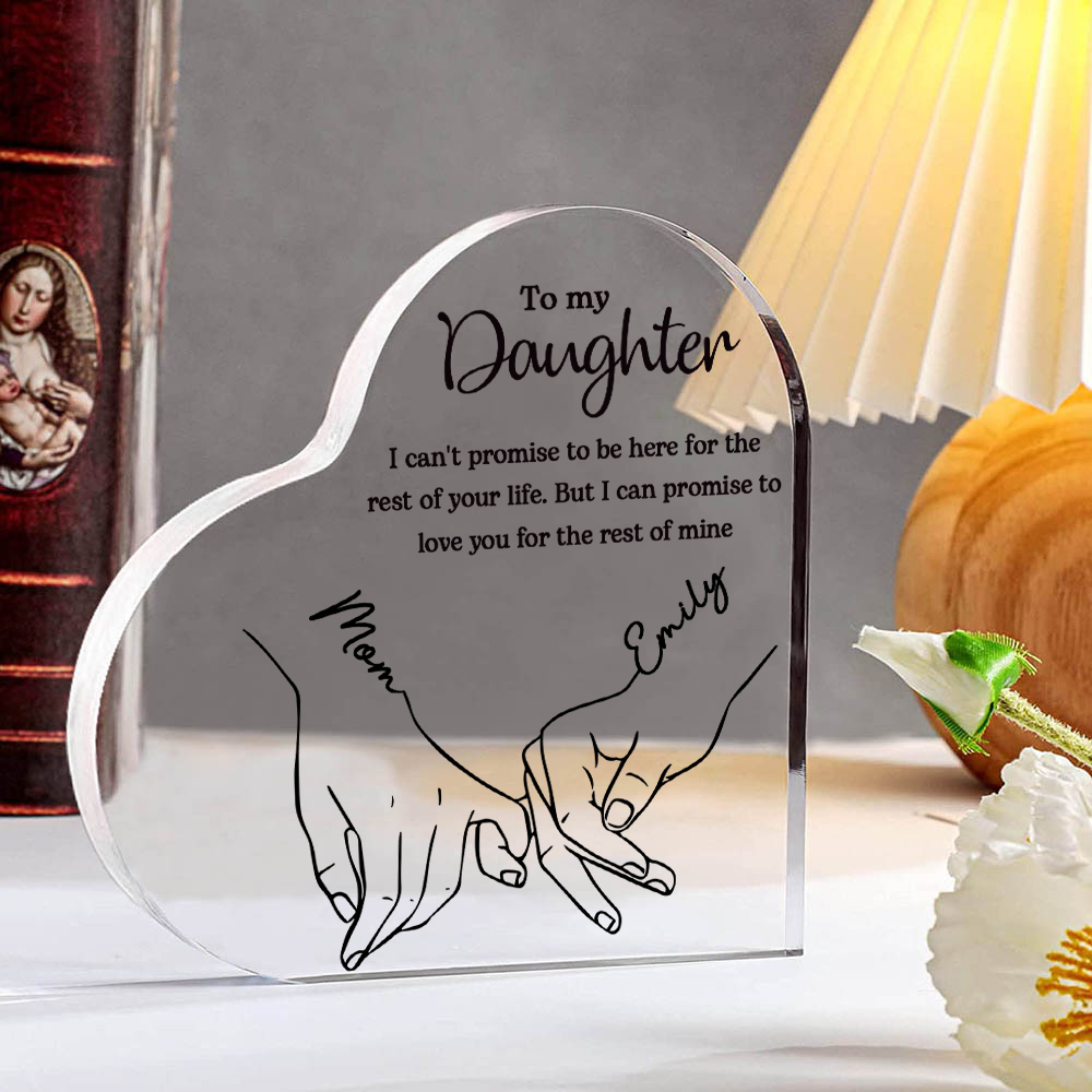 Personalised Text Acrylic Heart Keepsake Custom 2 Names Pinky Swear Ornament Gifts for Daughter - I Can Promise to Love You for the Rest of Mine-Jessemade AU