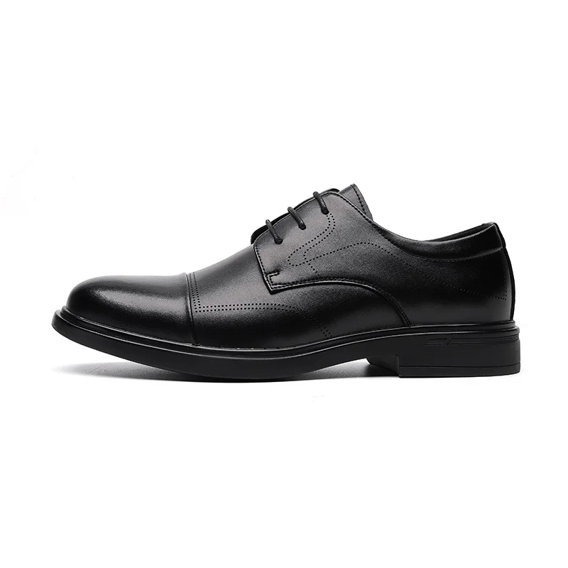 Zingj 2025 Men's Business Dress British Style Leather Shoes Dress Groom's Wedding Shoes Derby Shoes 8050-R
