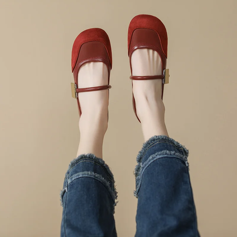 Uveng Uveng Ballet Shoes French Mary Jane Shoes Summer With Skirt Flat Single Shoes Driving Shoes