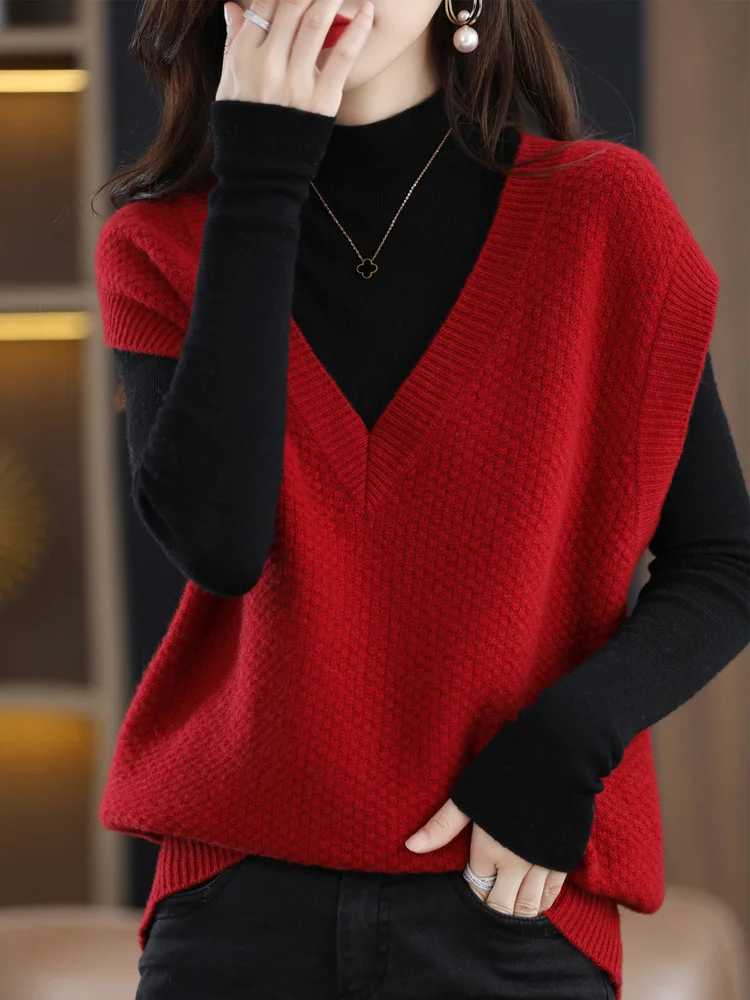 Toloer Toloer New Hot Style V-Collar Spring And Autumn Outside Wear Horse Clip Sweater Vest Spring Soft Waxy Knit Vest Vest Female-Outfit Ideas
