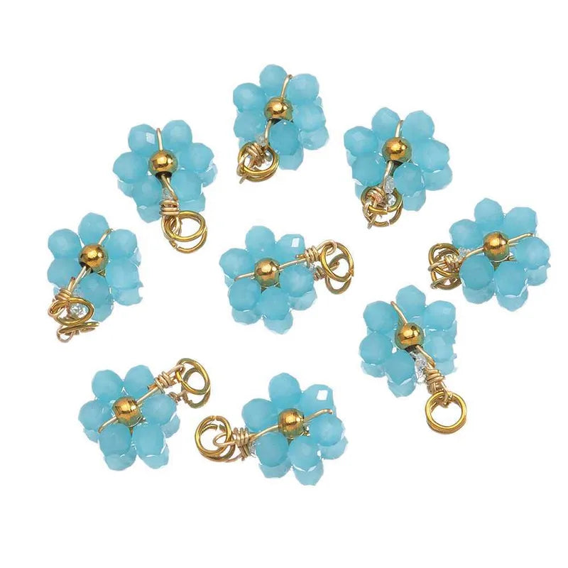 20 PCS/Package Diameter 10mm Hole 3~3.9mm 304 Stainless Steel Artificial Crystal Flower Pendant Jewelry Accessories