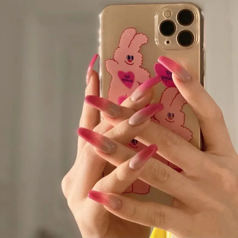 24pcs/Set False Nails with Glue Extra Long Laser Butterfly Coffin Fake Nails Fingernail DIY Ballerina Nail Decoration Art Tips-Nail Inspo