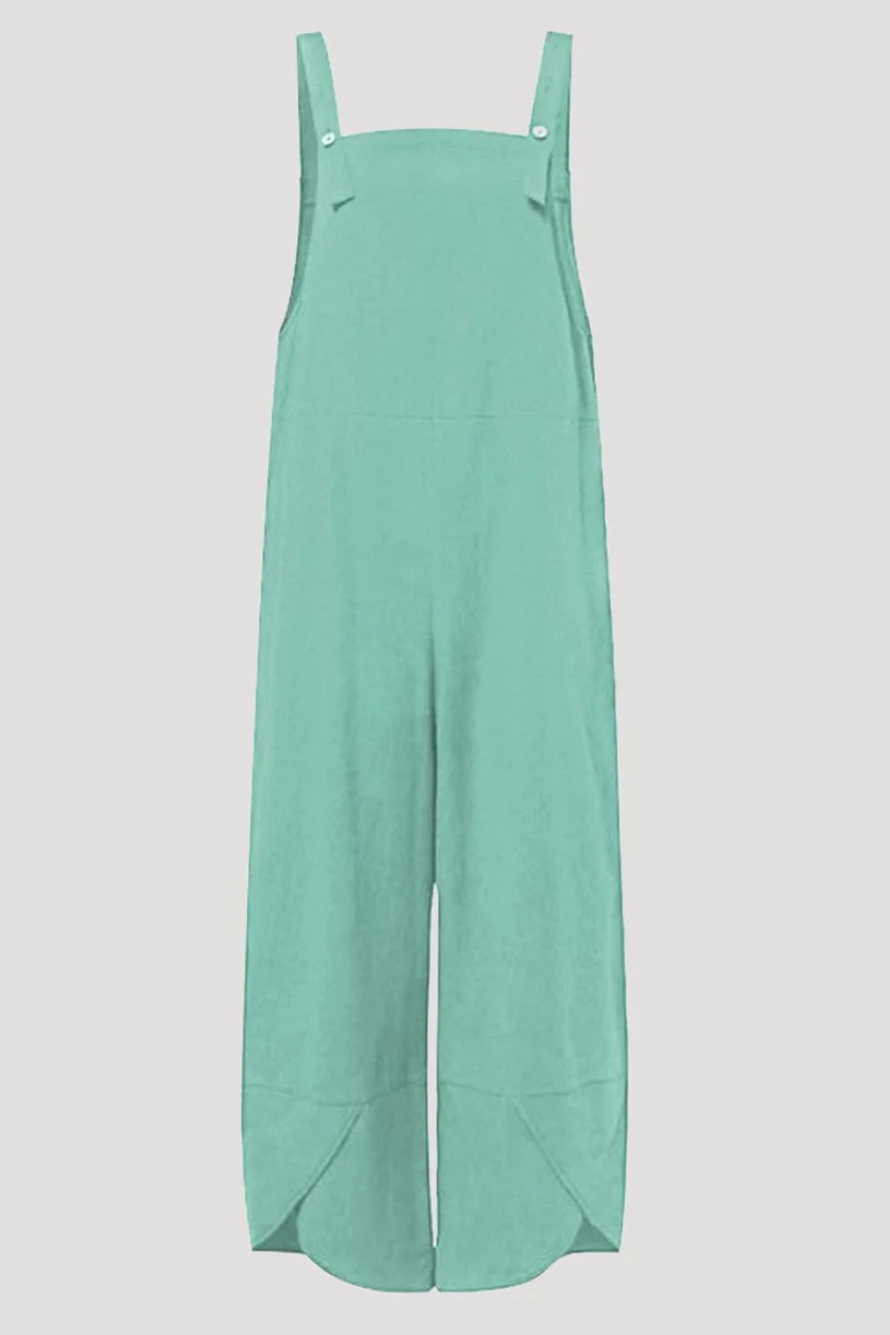 Casual Solid Buttons Capris Loose Jumpsuits(8 Colors)