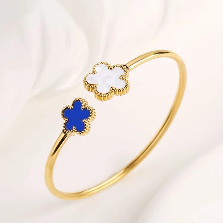 stainless steel 5 leaf cuff bracelet