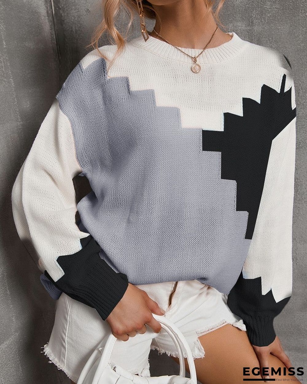Color Block Drop Shoulder Sweater | EGEMISS