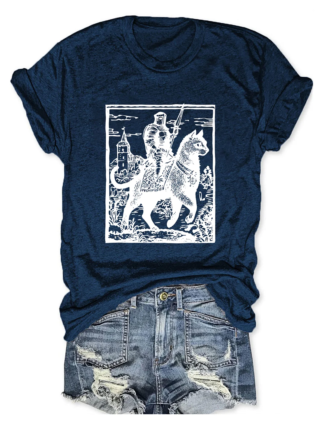 Knight Cat Rider Vintage T-shirt